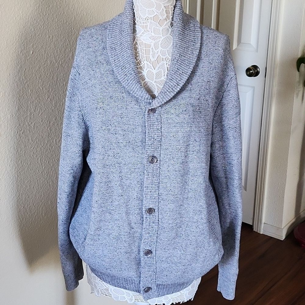 Plush 100%Cotton Cardigan Retro Y2K Grandpacore Grannycore Cabincore Gray XXL